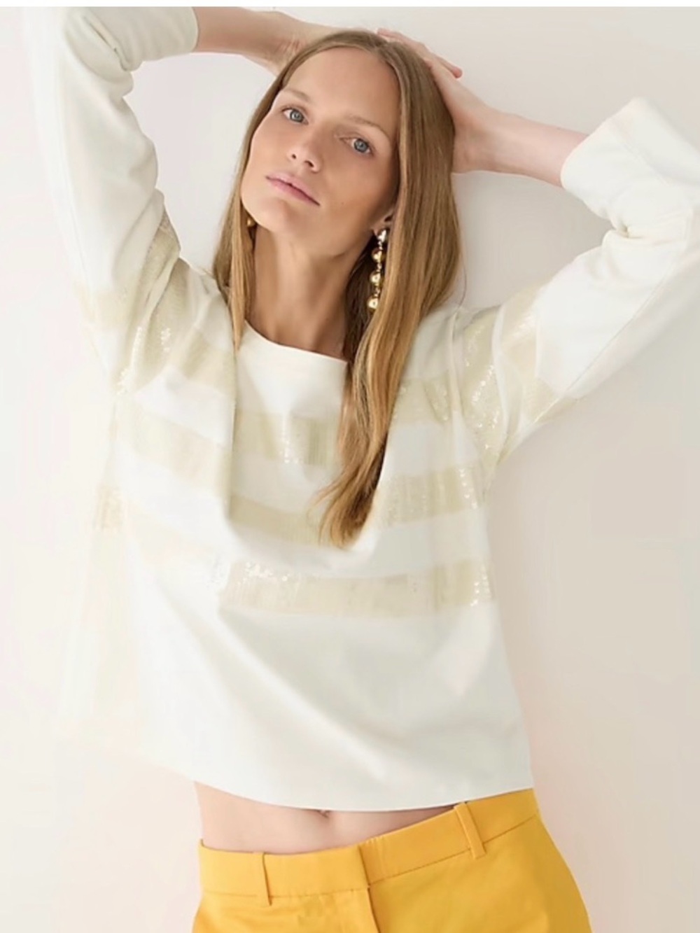 J.Crew cream sequin stripe shirt NWT XL - Picture 2 of 12